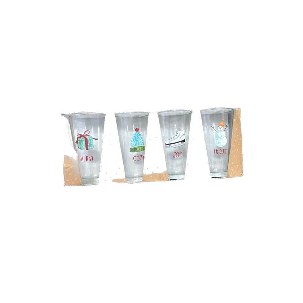 Rae Dunn Highball Christmas Pint Glasses: Cheer, Let It Snow, Dear